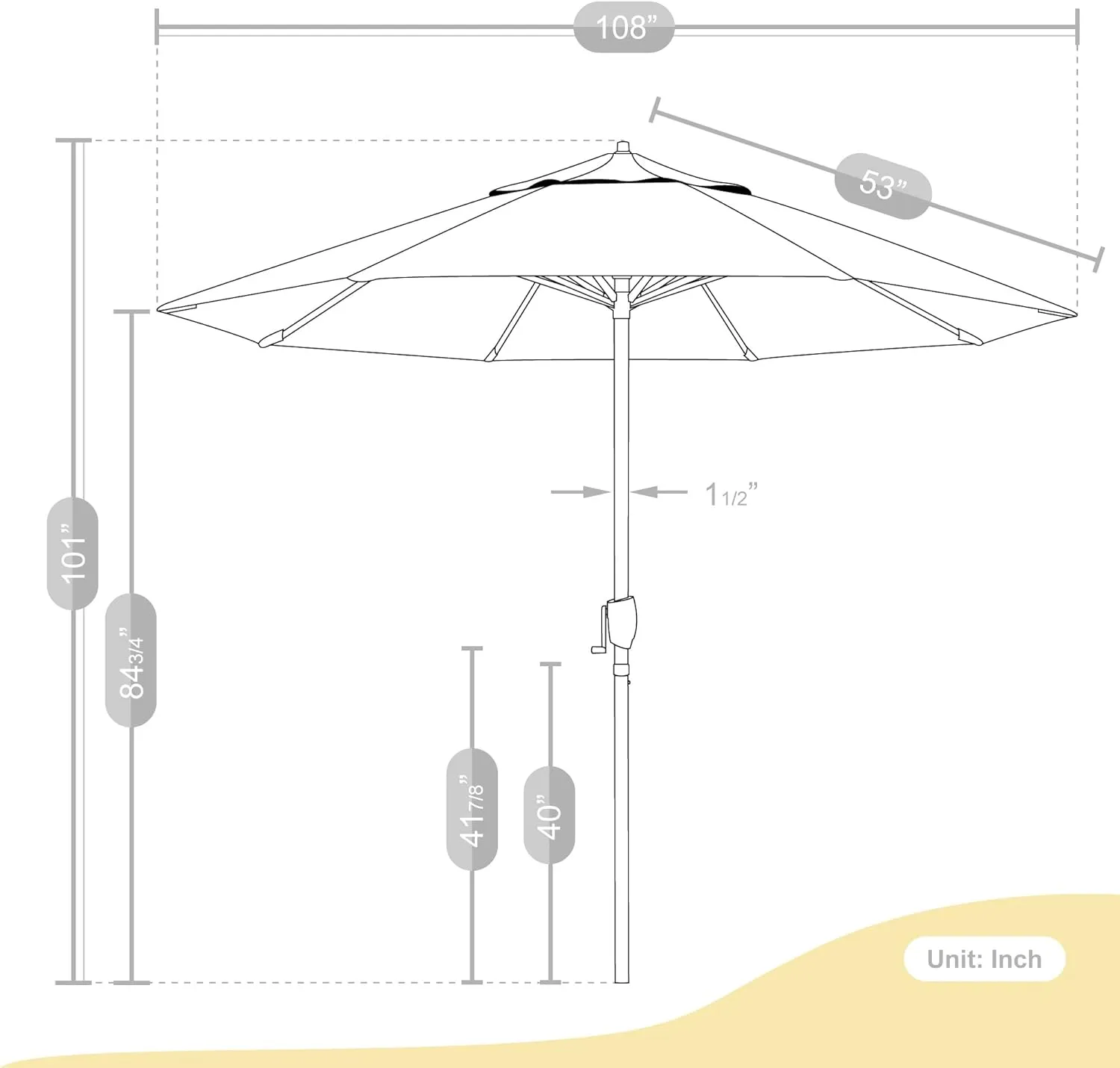 California Umbrella 9' Rd Sunbrella Aluminum Patio Umbrella, Crank Lift, Auto Tilt, Bronze Pole, Antique Beige