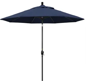California Umbrella GSPT908302-48080 9' Round Aluminum Market, Crank Lift, Push Button Tilt, Black Pole, Sunbrella Spectrum Indigo