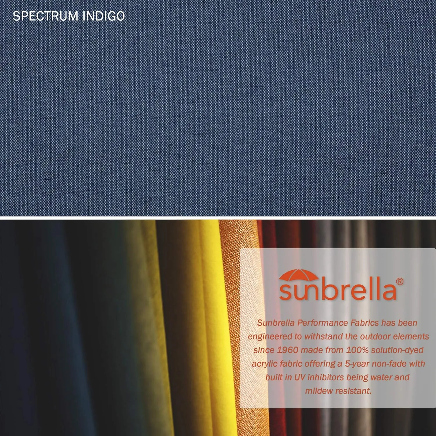 California Umbrella GSPT908302-48080 9' Round Aluminum Market, Crank Lift, Push Button Tilt, Black Pole, Sunbrella Spectrum Indigo