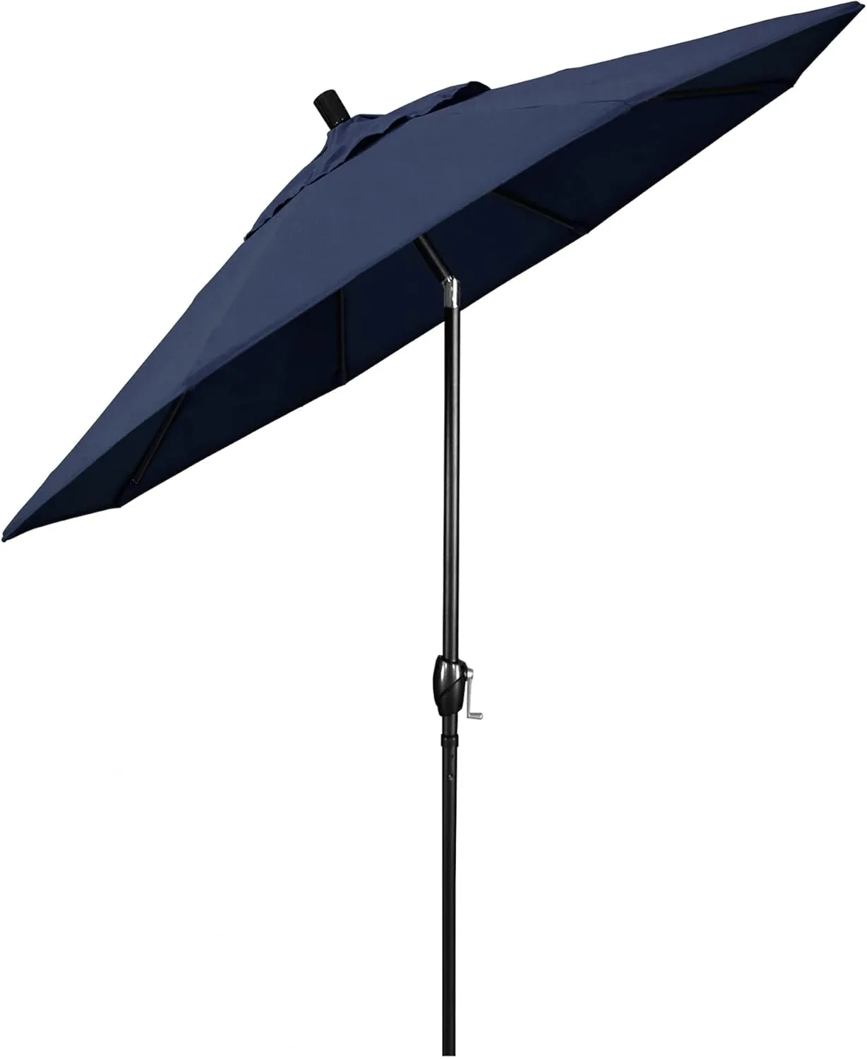 California Umbrella GSPT908302-48080 9' Round Aluminum Market, Crank Lift, Push Button Tilt, Black Pole, Sunbrella Spectrum Indigo