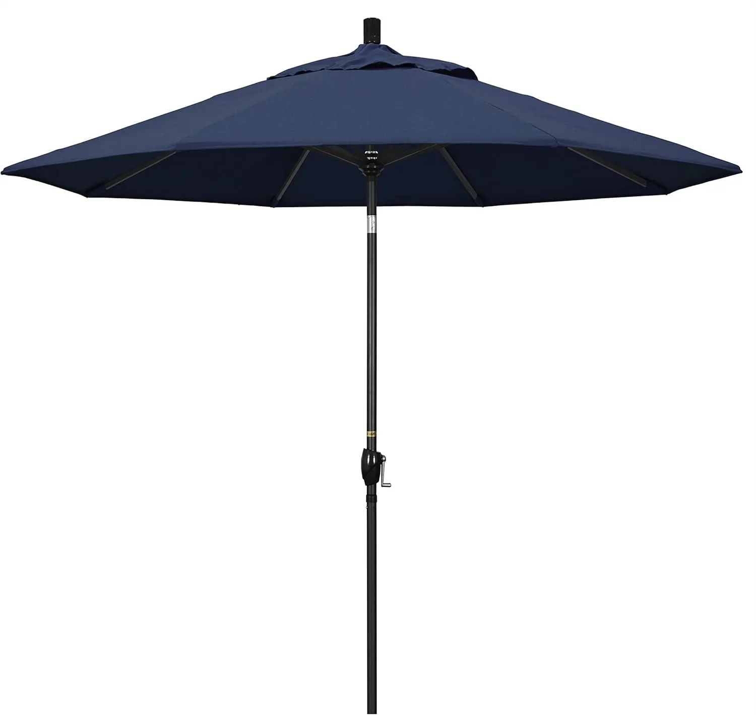California Umbrella GSPT908302-48080 9' Round Aluminum Market, Crank Lift, Push Button Tilt, Black Pole, Sunbrella Spectrum Indigo