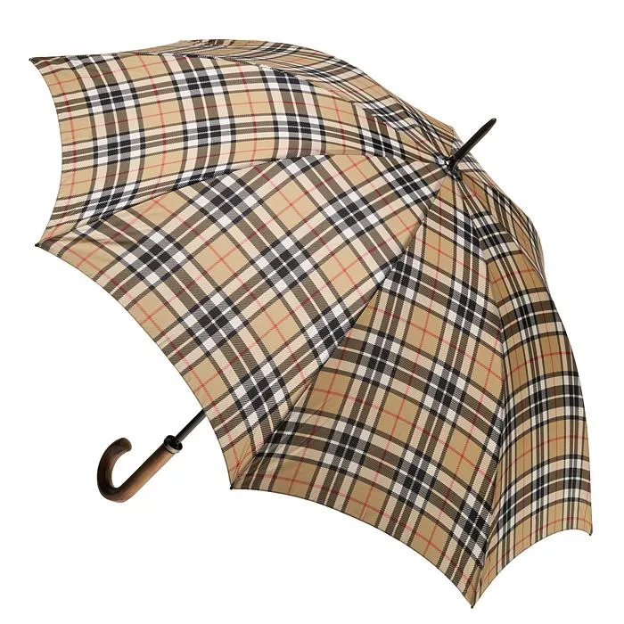 Camel Thomson Tartan Large Cover Walking Length with Wood Handle