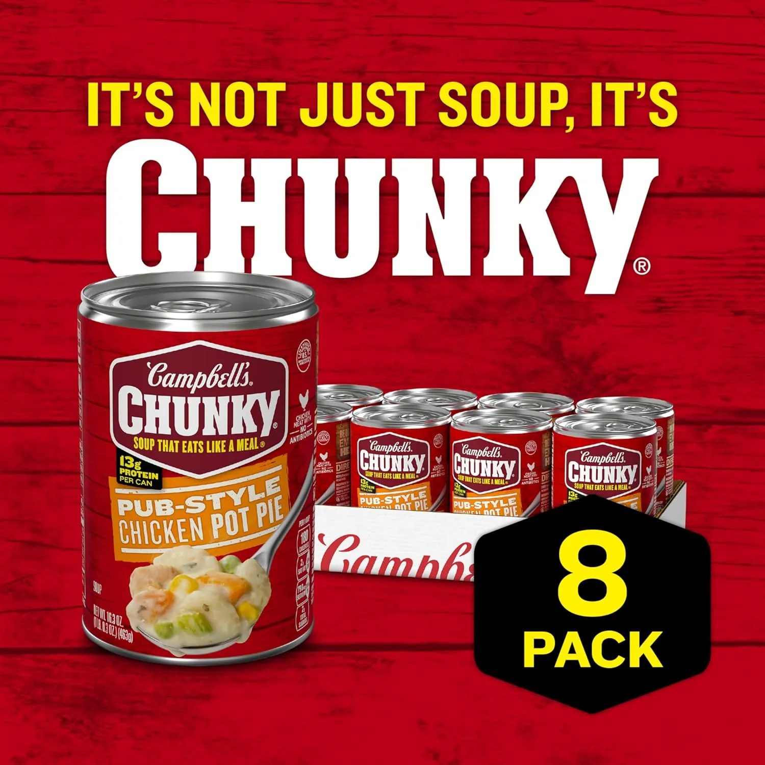 Campbell’s Chunky Soup, Pub-Style Chicken Pot Pie Soup, 16.3 Oz Can (Case of 8)