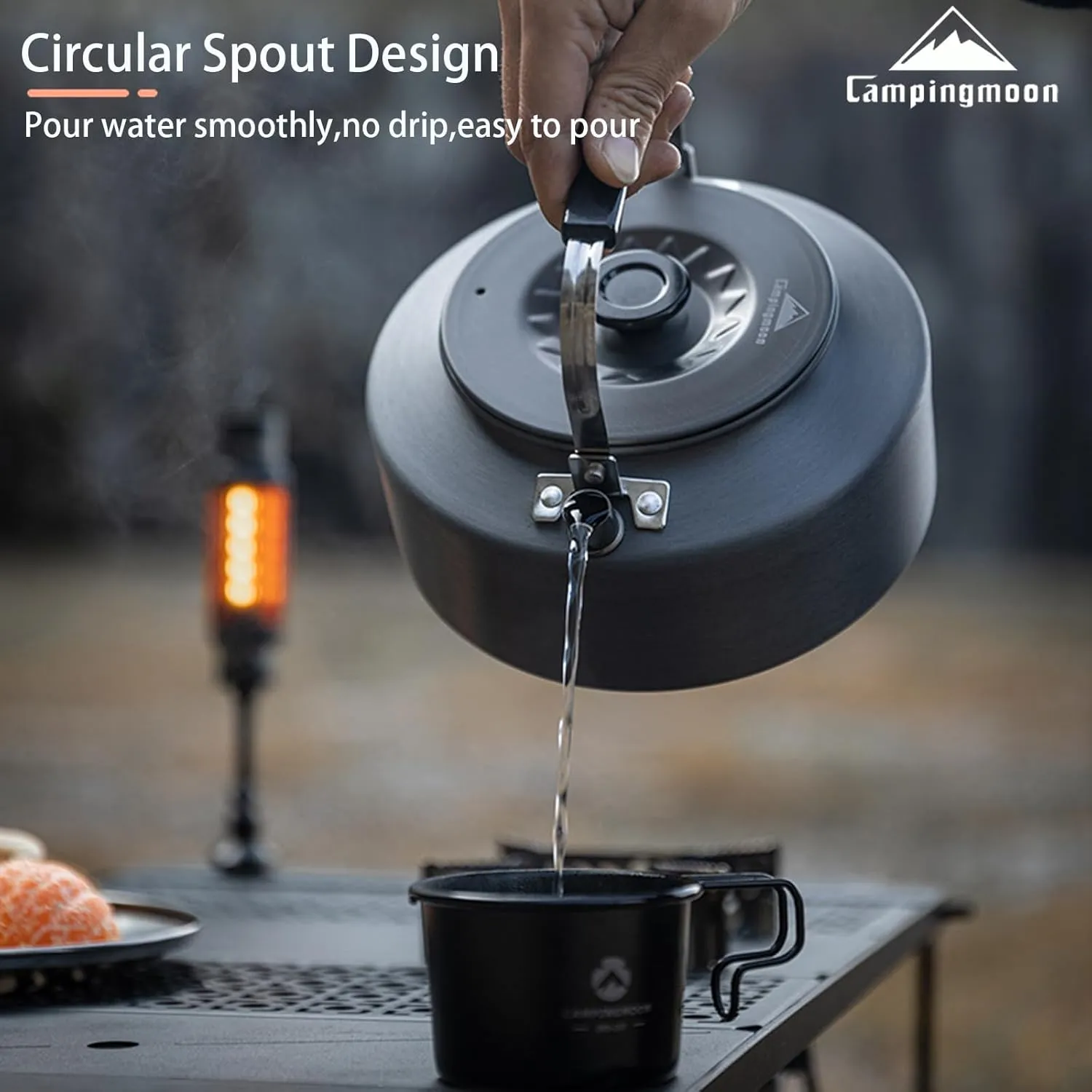 Campingmoon 1L Camping Tea Kettle Portable Camp Tea Pot Aluminum Water Boiler for Outdoor Backpacking Picnic Fishing