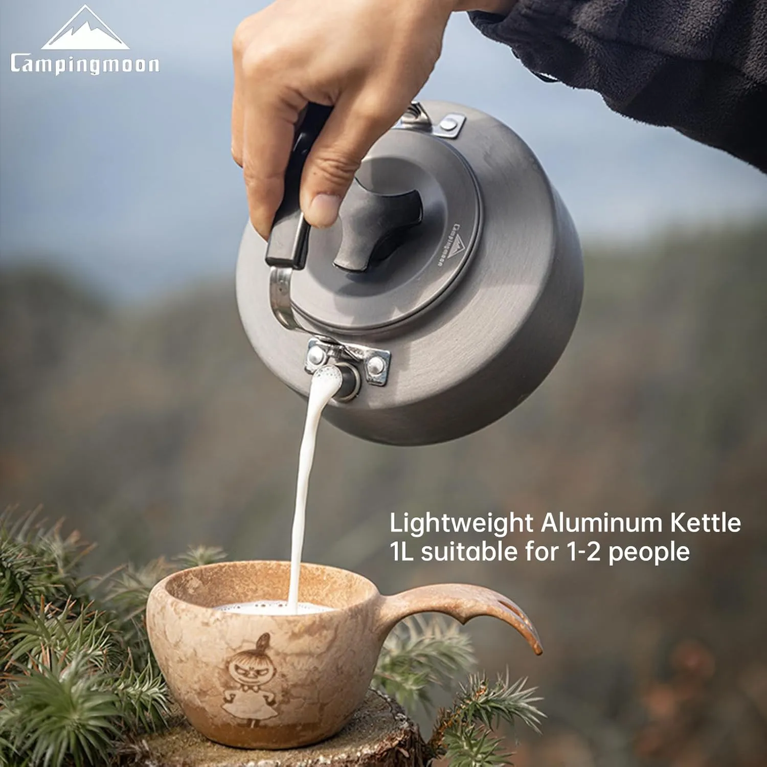 Campingmoon 1L Camping Tea Kettle Portable Camp Tea Pot Aluminum Water Boiler for Outdoor Backpacking Picnic Fishing