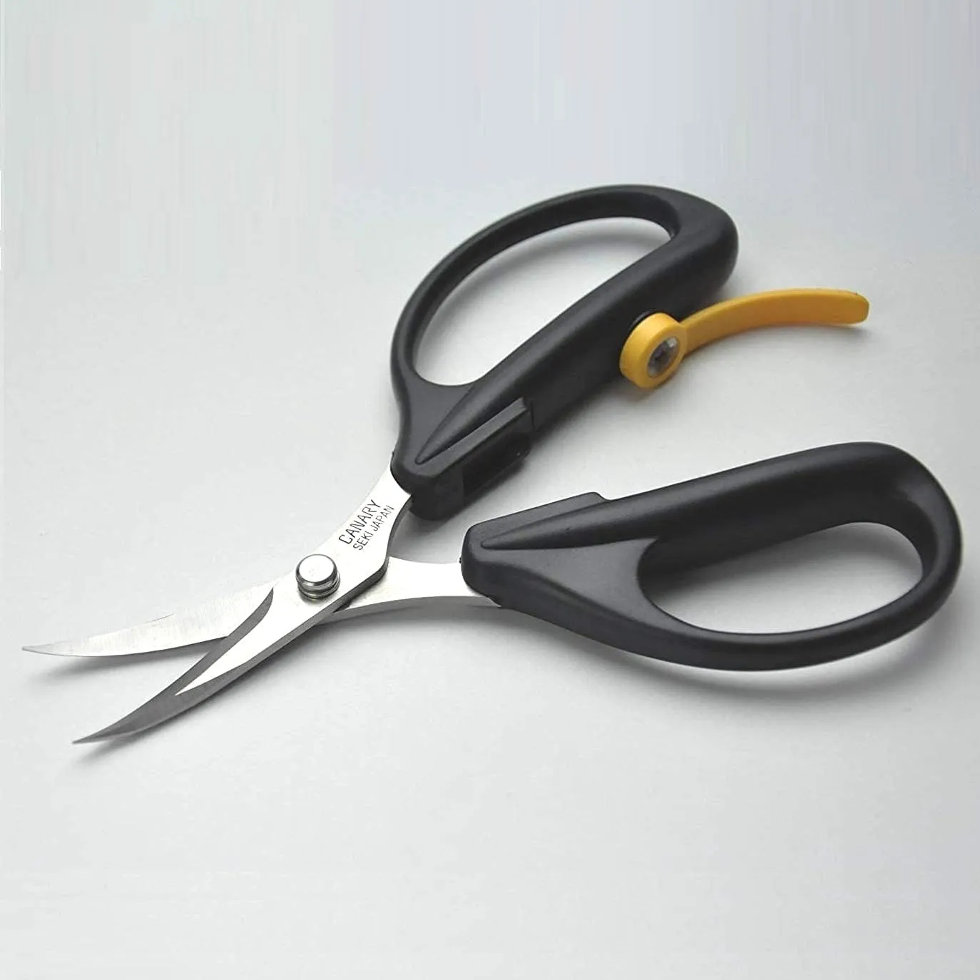 CANARY Spring Loaded Craft Scissors 6.3" [Curved Sharp Tips], Made in JAPAN, Razor Sharp Japanese Stainless Steel Blade, Black