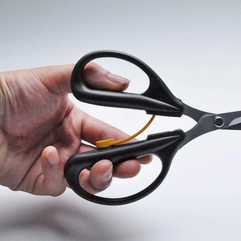 CANARY Spring Loaded Craft Scissors 6.3" [Curved Sharp Tips], Made in JAPAN, Razor Sharp Japanese Stainless Steel Blade, Black