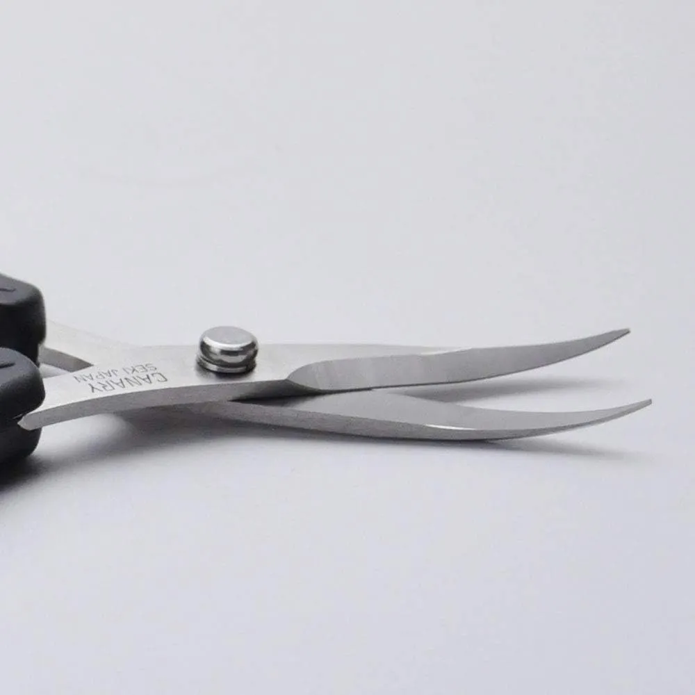 CANARY Spring Loaded Craft Scissors 6.3" [Curved Sharp Tips], Made in JAPAN, Razor Sharp Japanese Stainless Steel Blade, Black