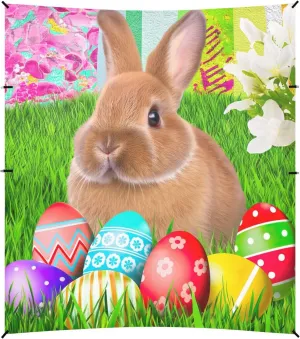 Canopy Beach Tent Outdoor Patio Shade Cute 9.2 × 10.5 FT Cute Bunny Easter Eggs Grass Portable Camping Shelter Family Waterproof with Poles Sand Anchor