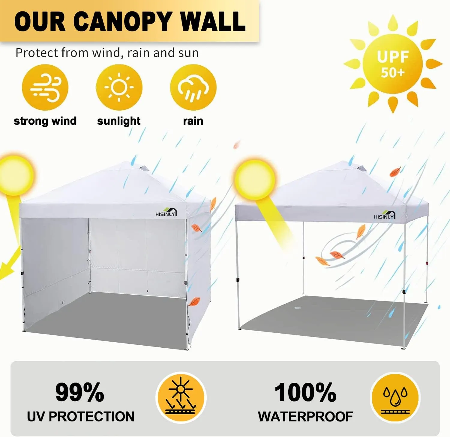 Canopy Sidewalls 10 * 10 ft 300D Sunwalls with Silver Coating UV Protection and Waterproof Oxford Cloth Suits Pop-up Tent/Instant Canopy/Commercial Canopy (Sidewall Only)