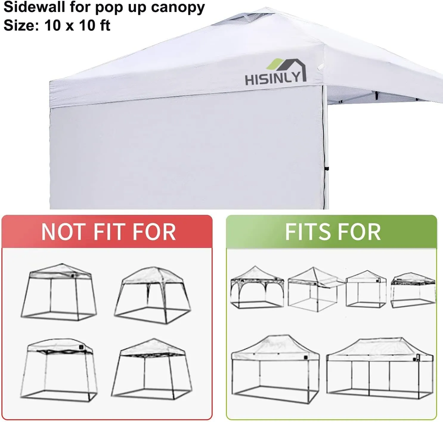 Canopy Sidewalls 10 * 10 ft 300D Sunwalls with Silver Coating UV Protection and Waterproof Oxford Cloth Suits Pop-up Tent/Instant Canopy/Commercial Canopy (Sidewall Only)