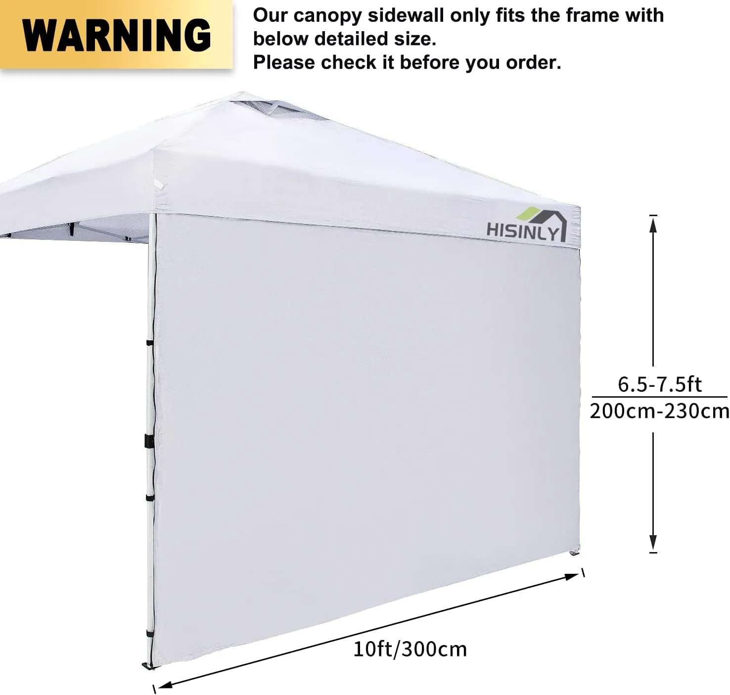 Canopy Sidewalls 10 * 10 ft 300D Sunwalls with Silver Coating UV Protection and Waterproof Oxford Cloth Suits Pop-up Tent/Instant Canopy/Commercial Canopy (Sidewall Only)