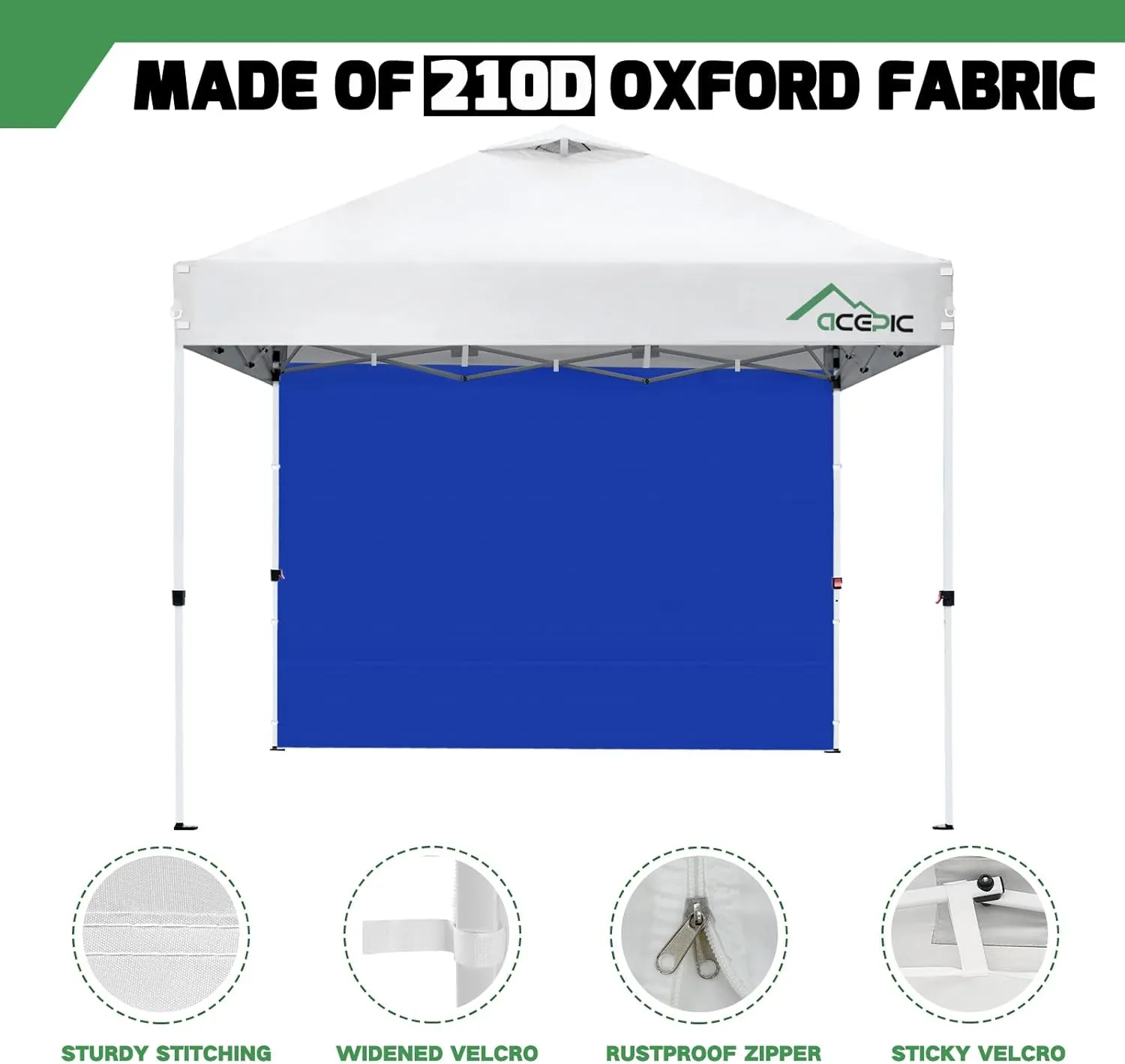 Canopy Sidewalls for 10x10 Pop Up Canopy, 99% UV Protection Waterproof, 3 Piece, Blue