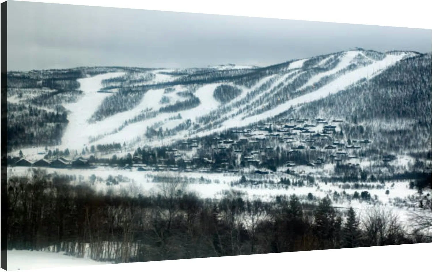 Canvas Wall Art for Living Room Bedroom Alpine ski runs and village Big Large Wall Art Decor Framed Painting Wall Pictures Prints Artwork Office