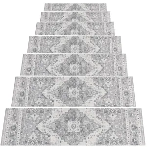 Capslpad Stair Treads Non Slip, 15 Pack 30"X8" Super Non Slip Reusable Staircase Step Treads, Soft Rubber Stair Treads for Wooden Steps, Pets, Elders (Grey)
