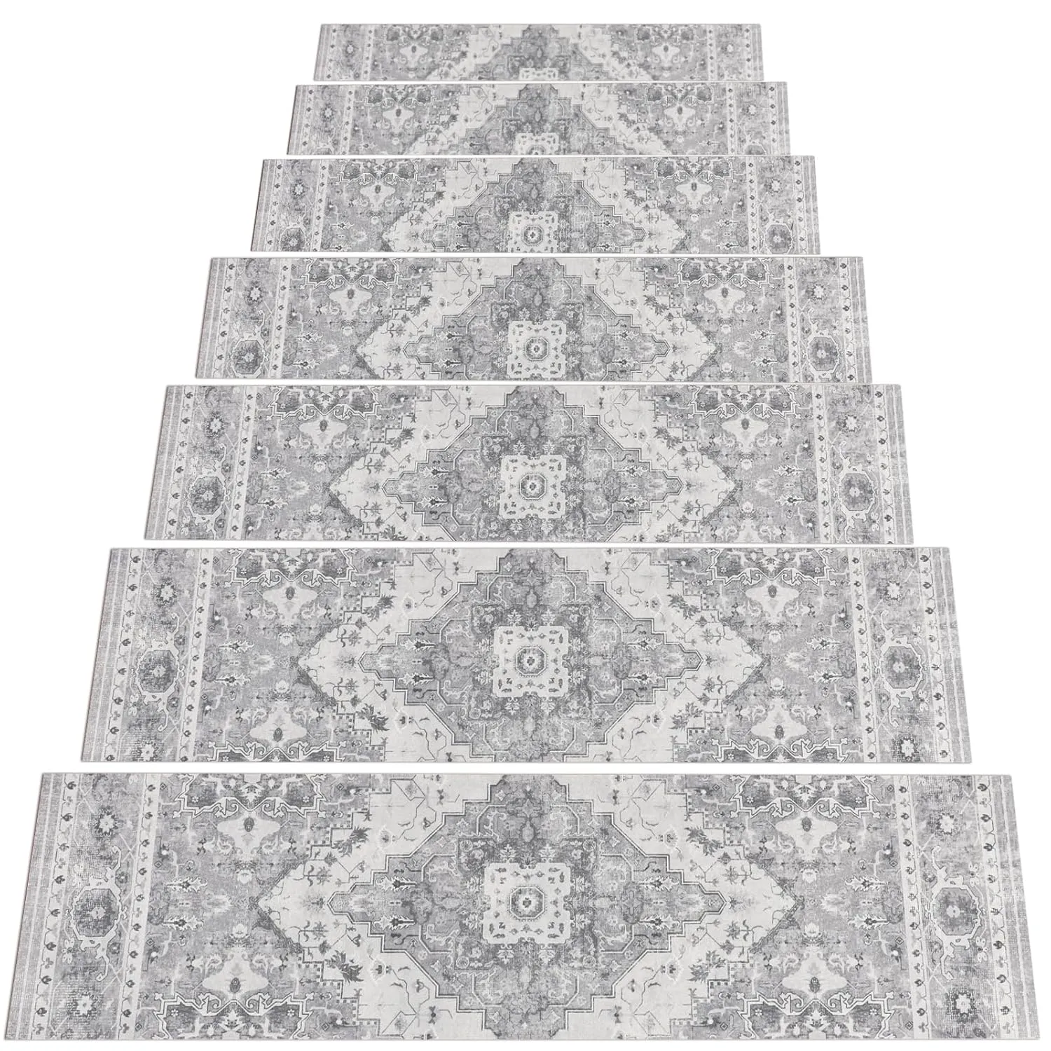 Capslpad Stair Treads Non Slip, 15 Pack 30"X8" Super Non Slip Reusable Staircase Step Treads, Soft Rubber Stair Treads for Wooden Steps, Pets, Elders (Grey)
