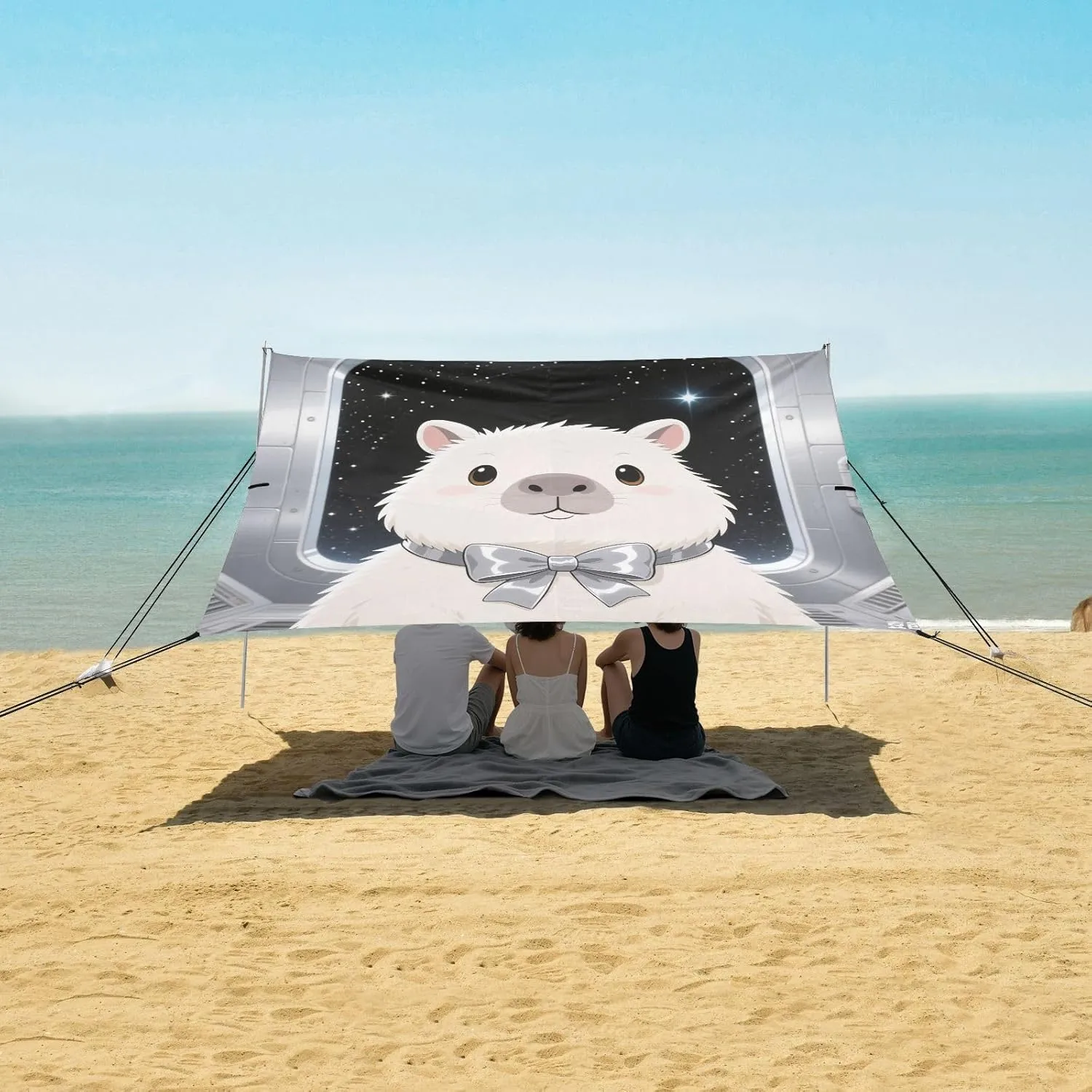 Capybara Space Capsule Beach Camping Tent Sun Shelter for Whole Family, Beach Shade Canopy with UPF50  UV Protection,Easy Set Up and Carry,Outdoor Shade for Trips, Fishing, Backyard Fun Picnics