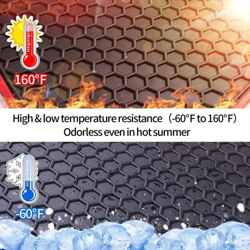 Car Floor Mat for Honda Civic 9th Generation 2012 2013 2014 2015, Custom Fit Rubber Black and Red Auto Floor Liners Mat All Weather Protection Heavy Duty Odorless
