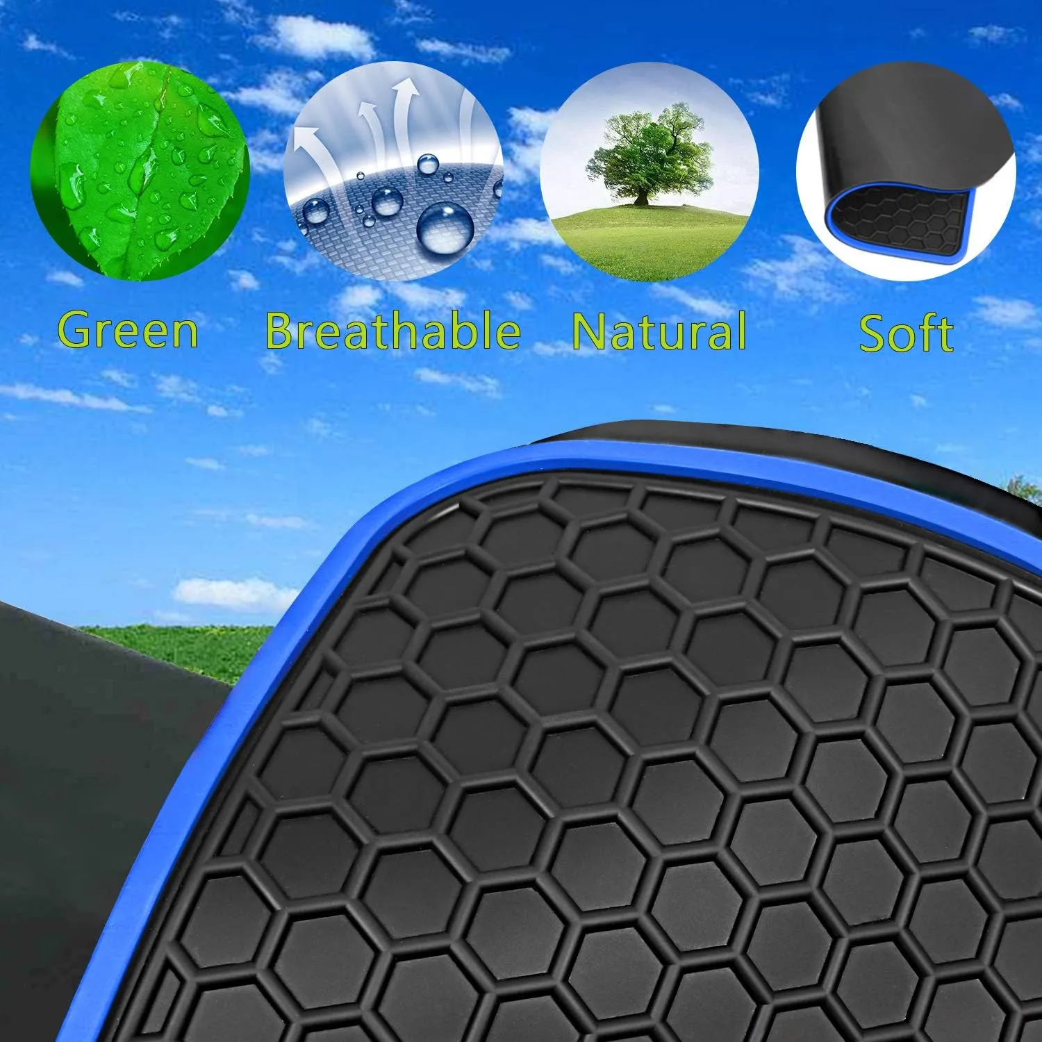 Car Rubber Floor Mat for Honda Civic 10th Generation 2016 2017 2018 2019 2020 2021, Custom Fit Rubber Black and Navy Blue Auto Floor Liners Mat All Weather Protection Heavy Duty Odorless