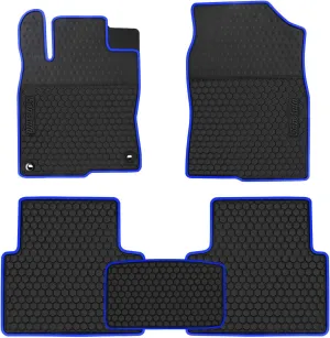 Car Rubber Floor Mat for Honda Civic 10th Generation 2016 2017 2018 2019 2020 2021, Custom Fit Rubber Black and Navy Blue Auto Floor Liners Mat All Weather Protection Heavy Duty Odorless