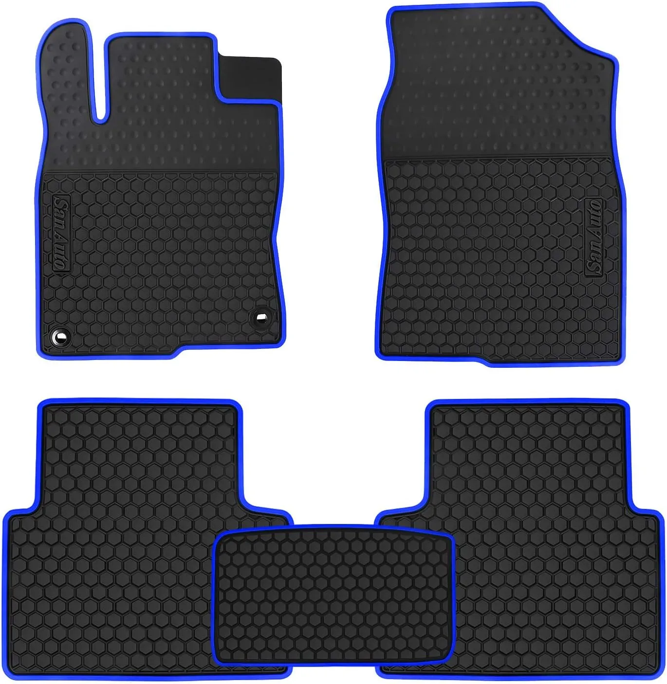 Car Rubber Floor Mat for Honda Civic 10th Generation 2016 2017 2018 2019 2020 2021, Custom Fit Rubber Black and Navy Blue Auto Floor Liners Mat All Weather Protection Heavy Duty Odorless
