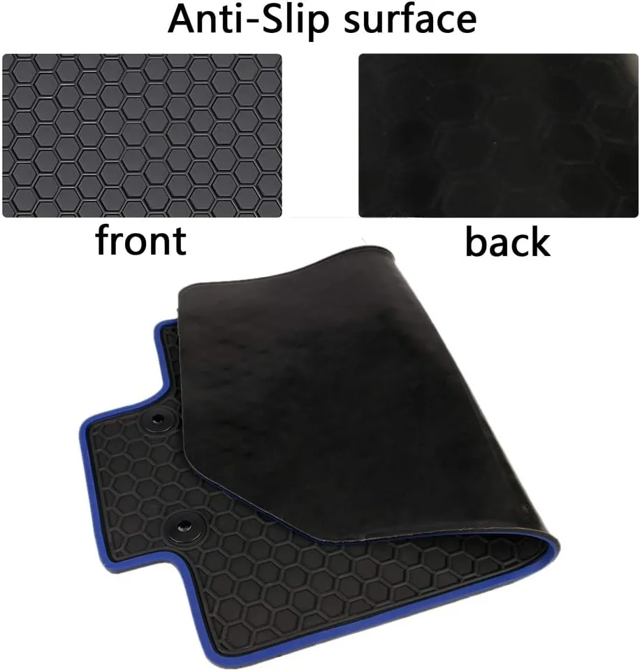 Car Rubber Floor Mat for Honda Civic 10th Generation 2016 2017 2018 2019 2020 2021, Custom Fit Rubber Black and Navy Blue Auto Floor Liners Mat All Weather Protection Heavy Duty Odorless