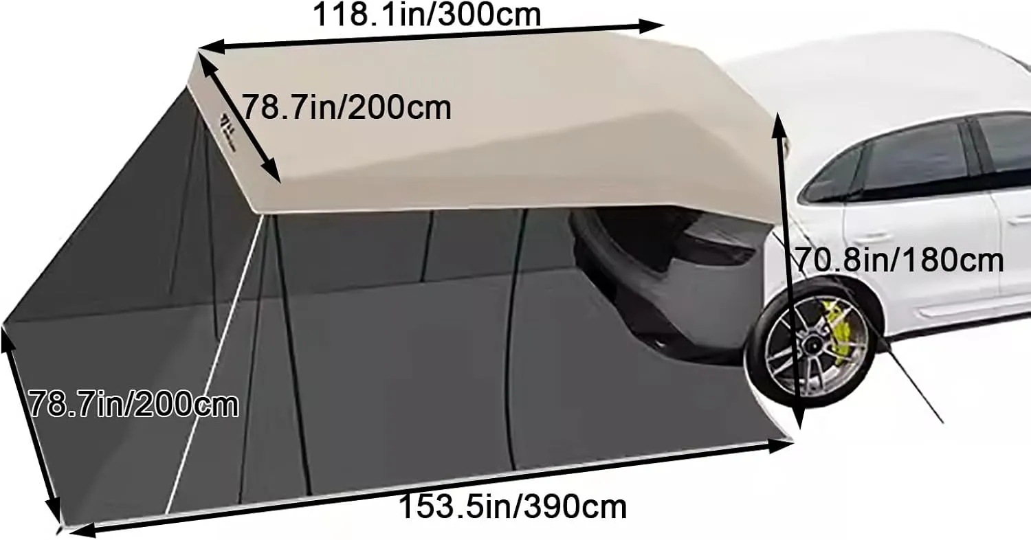 Car Shade Canopy, Car Side Awning, Car Boot Tent, Car Camping Essentials, Easy Set up, for Outdoor Adventure Survival Gear(Medium)