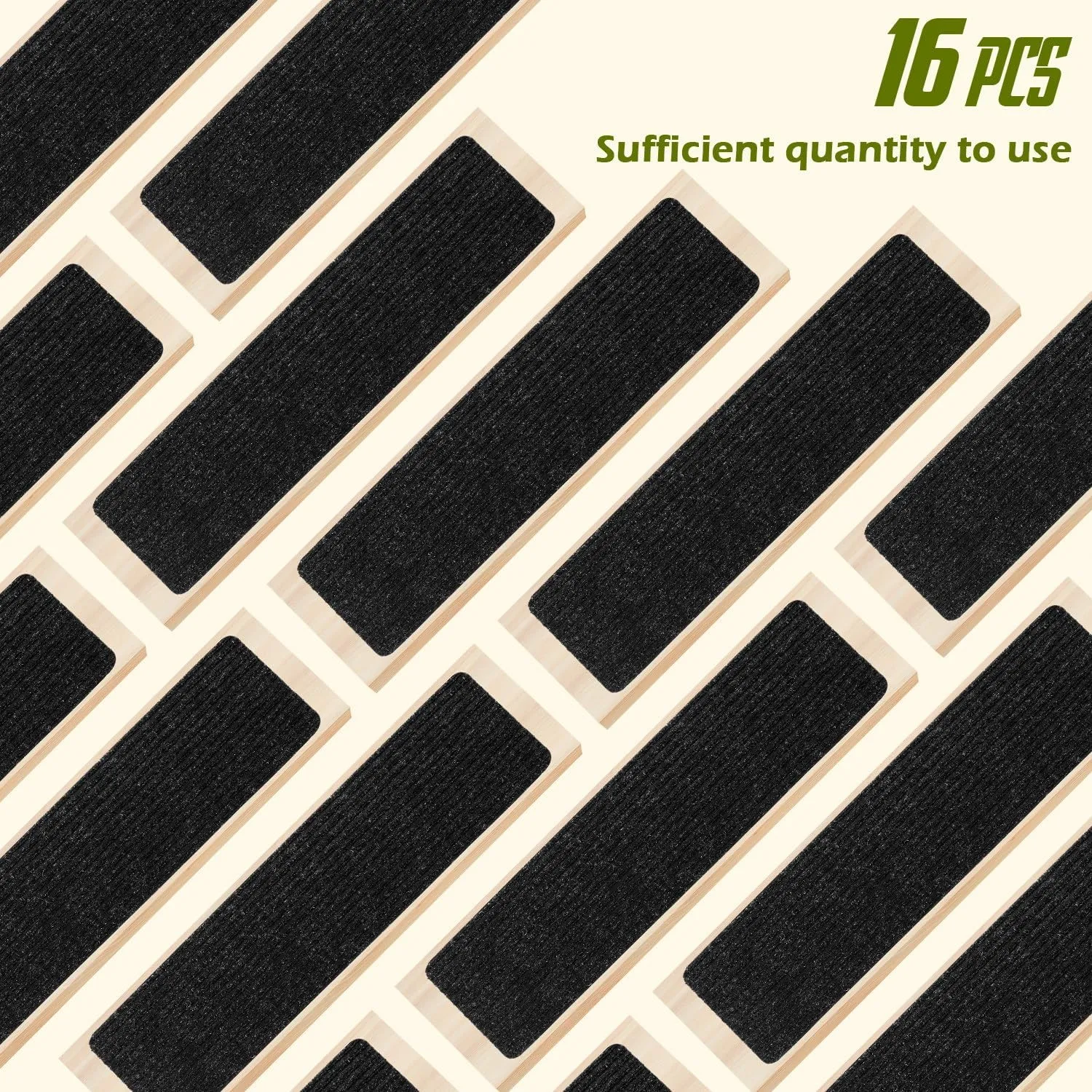 Carpet Stair Treads for Wooden Steps Non-Slip Indoor 16pcs 8x30inch Stair Treads Carpet Anti Slip for Dogs, Elders, Kids Stair Runners for Wooden Steps Stair Pads Mats Covers Pads, Black