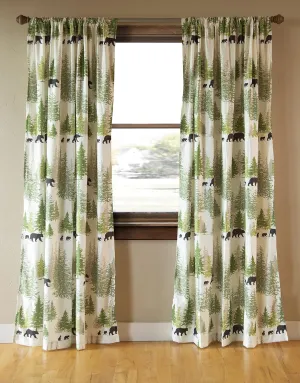 CARSTENS, INC. Printed Curtain Panel Set, Rustic Cabin & Lodge, 2 Panels (54" x 84" Each), Pine Wilderness