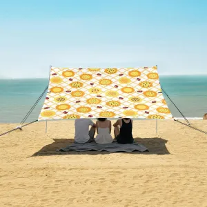 Cartoon Ladybug Sunflowers Beach Camping Tent Sun Shelter for Whole Family, Beach Shade Canopy with UPF50  UV Protection,Easy Set Up and Carry,Outdoor Shade for Trips, Fishing, Backyard Fun Pic