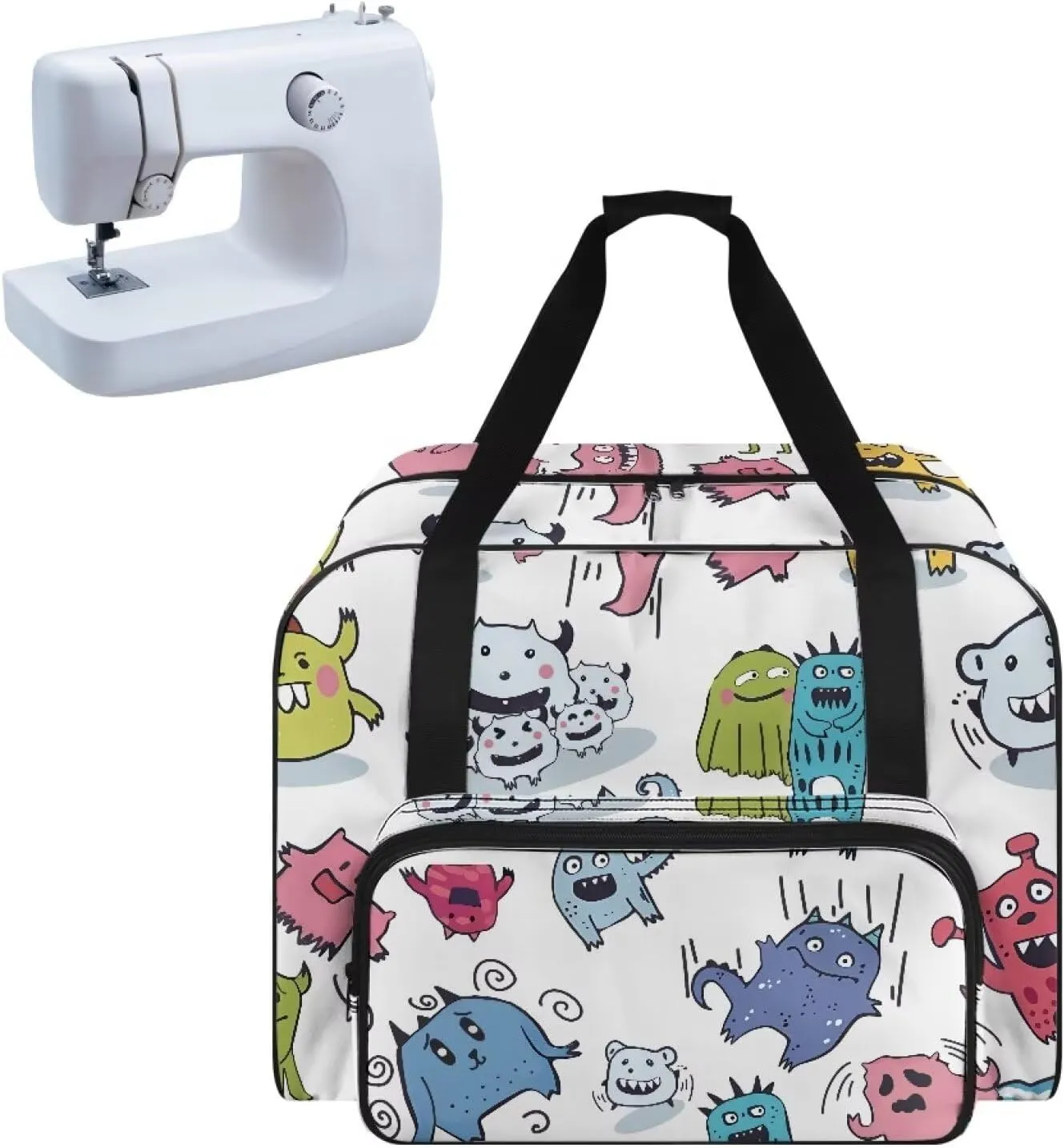 Cartoon Sewing Machine Case Cute Sewing Machine Sorting Bag Portable Padded Storage Cover Carrying Case with Pockets and Handles for All Machine Sweing Machine Case