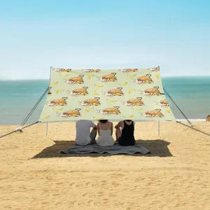 Cat Hamburger and Banana Beach Camping Tent Sun Shelter for Whole Family, Beach Shade Canopy with UPF50  UV Protection,Easy Set Up and Carry,Outdoor Shade for Trips, Fishing, Backyard Fun Picni