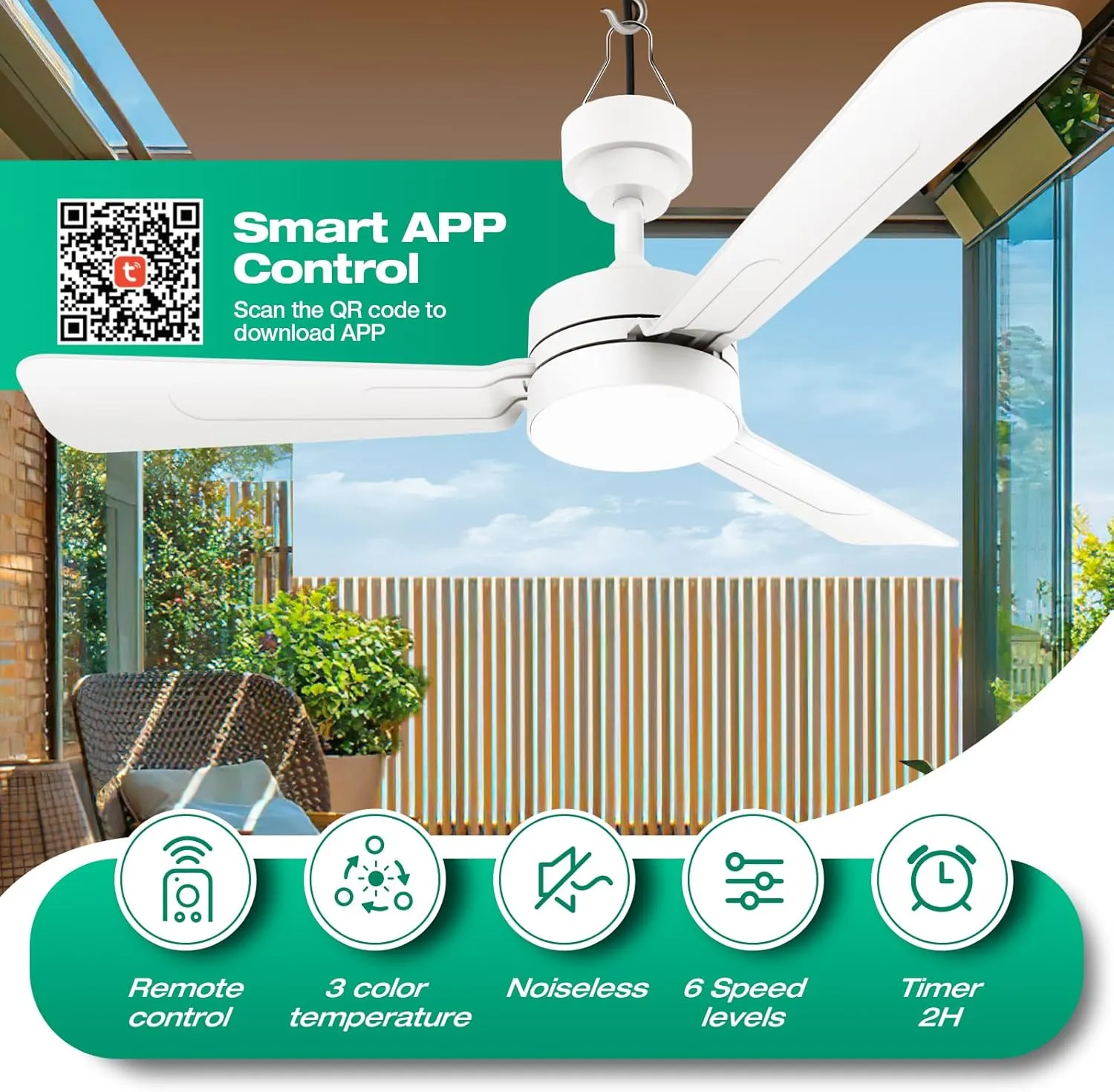 Ceiling Fans with Lights,36" LED Fan Light Hanging with Hook,Hook Type Ceiling Fan,Plug in Ceiling Fan Light,40W,3000-6500k,Remote Control,Portable Fan for Camping Bed,Patios,(White)