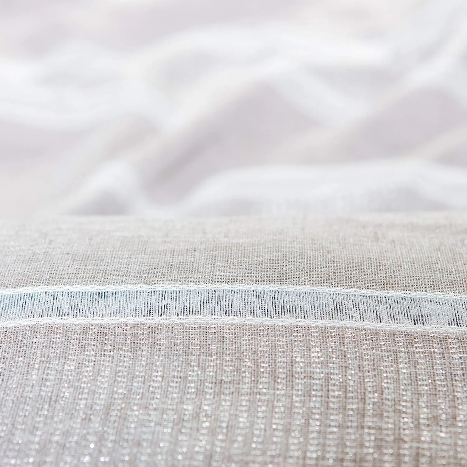 Chanasya Premium 2-Panel Faux Linen Shimmer Textured Sheer Curtain Panels - for Windows Living Room Bedroom Office - Translucent Window Drapes for Home- 52 x 96 Inches Long - Taupe