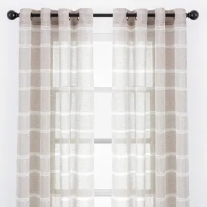 Chanasya Premium 2-Panel Faux Linen Shimmer Textured Sheer Curtain Panels - for Windows Living Room Bedroom Office - Translucent Window Drapes for Home- 52 x 96 Inches Long - Taupe