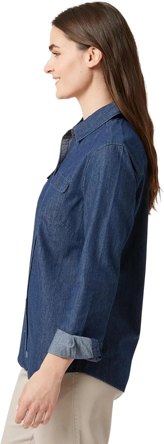 Chaps Women's Chambray Shirt - Denim Button Down Blouse - Casual Long Sleeve Jean Shirt for Women (S-XXL)