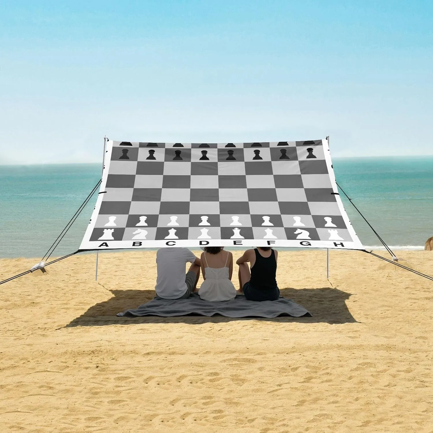 Chessboard Game Beach Camping Tent Sun Shelter for Whole Family, Beach Shade Canopy with UPF50  UV Protection,Easy Set Up and Carry,Outdoor Shade for Trips, Fishing, Backyard Fun Picnics