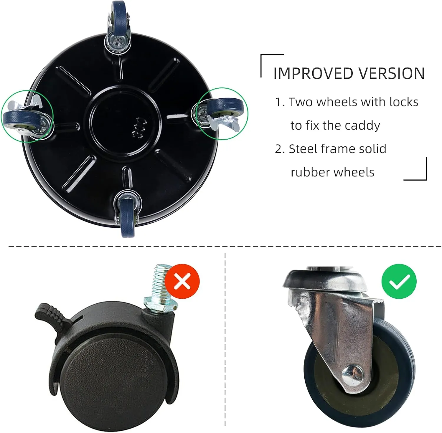 Choclaif Plant Caddy with Wheels,2 Pack Black Heavy Duty Plant Stand with Universal Wheels,Round Pot Trolley for Indoor Outdoor (12)