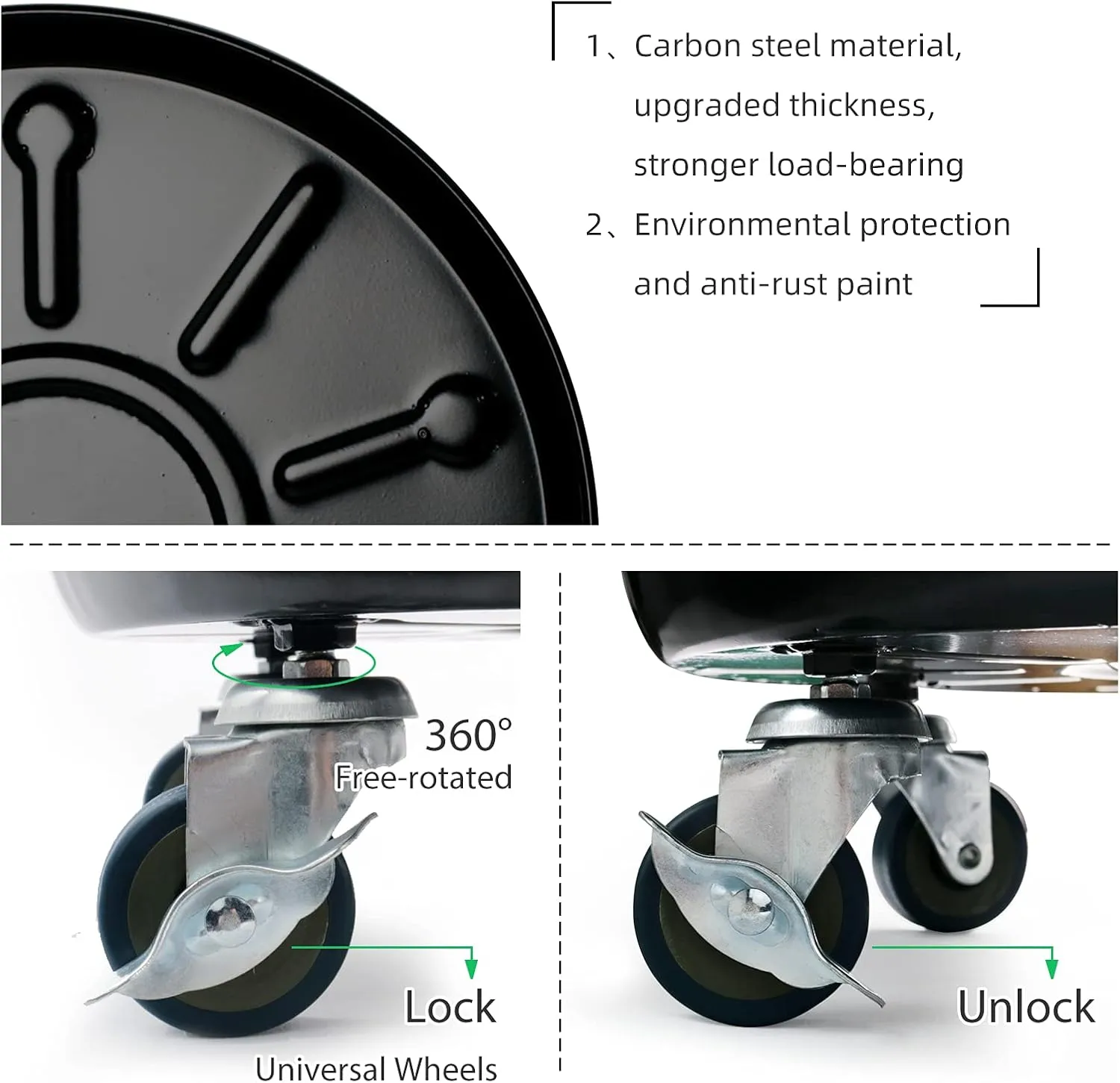 Choclaif Plant Caddy with Wheels,2 Pack Black Heavy Duty Plant Stand with Universal Wheels,Round Pot Trolley for Indoor Outdoor (16)