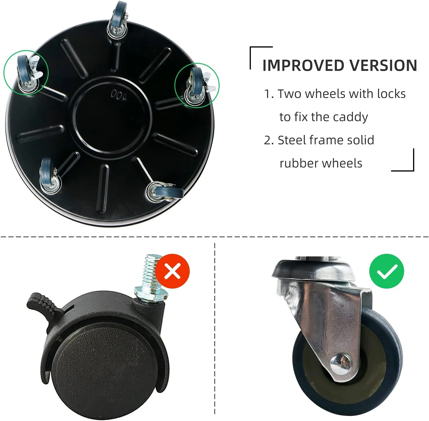 Choclaif Plant Caddy with Wheels,2 Pack Black Heavy Duty Plant Stand with Universal Wheels,Round Pot Trolley for Indoor Outdoor (16)