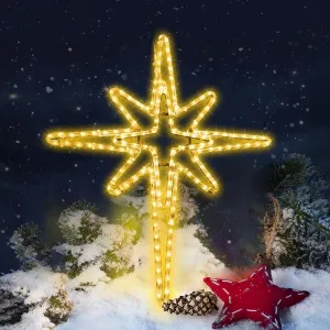 Christmas Lights Bethlehem LED Star Door Window Porch Wall Decoration Party Light Hanging Lights(28" Warm White Light)
