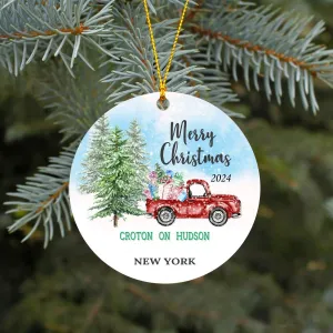 Christmas Ornament Tree 2024 Any State Croton-on-Hudson New York Holiday Christmas Family & Friends Funny Gift Xmas Tree Decoration Home Decor MDF Plastic 3"