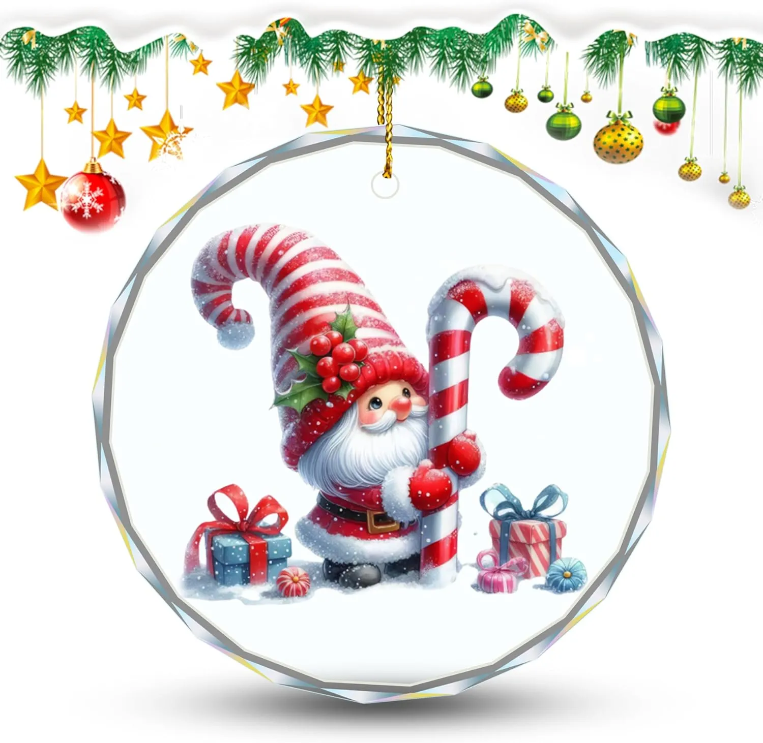 Christmas Tree Decorations - Hanging Gnome Ornaments, Snowman Ornaments, Crystal Souvenirs, Decor Accents Gift Idea