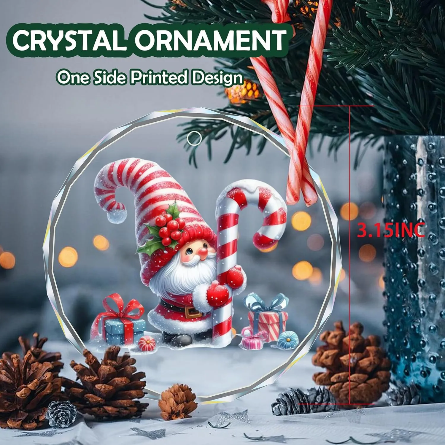 Christmas Tree Decorations - Hanging Gnome Ornaments, Snowman Ornaments, Crystal Souvenirs, Decor Accents Gift Idea