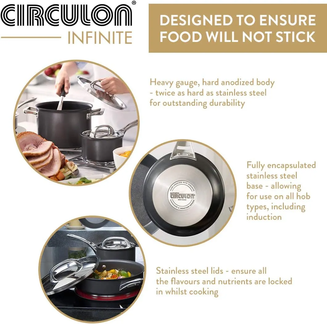 Circulon Infinite Saucepans and Frypan, 24cm, Black