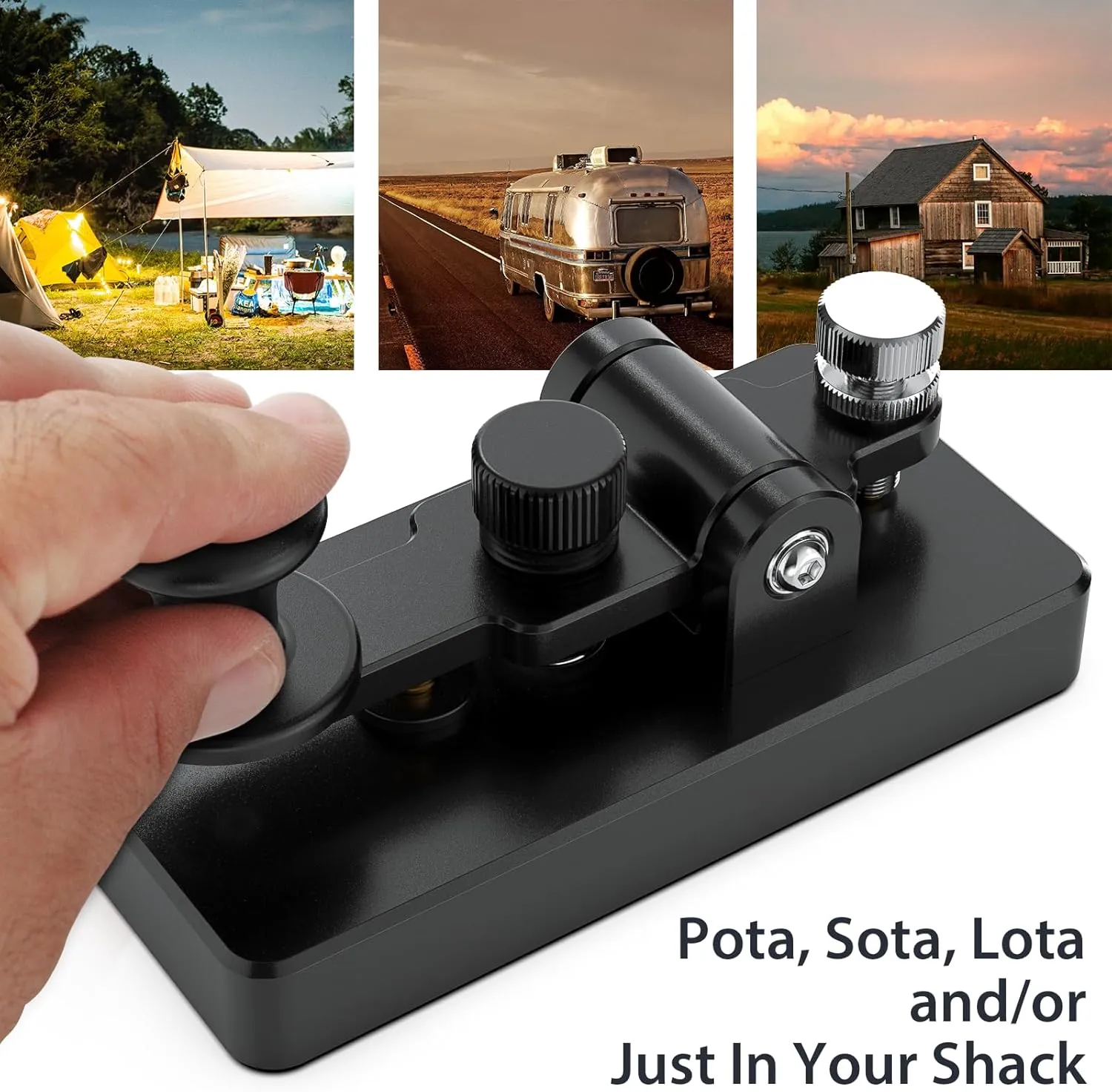 Classical Morse Mini Code Key Morse Code Paddle Key Aluminum Alloy Mini-Key Morse CW Portable Key Morse Practice Key Black