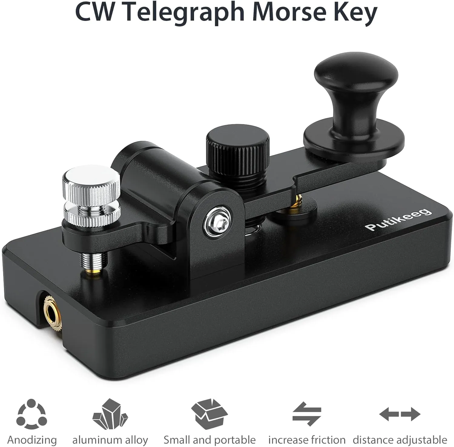 Classical Morse Mini Code Key Morse Code Paddle Key Aluminum Alloy Mini-Key Morse CW Portable Key Morse Practice Key Black
