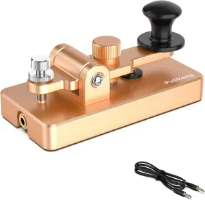 Classical Morse Mini Code Key Morse Code Paddle Key Aluminum Alloy Mini-Key Morse CW Portable Key Morse Practice Key Gold
