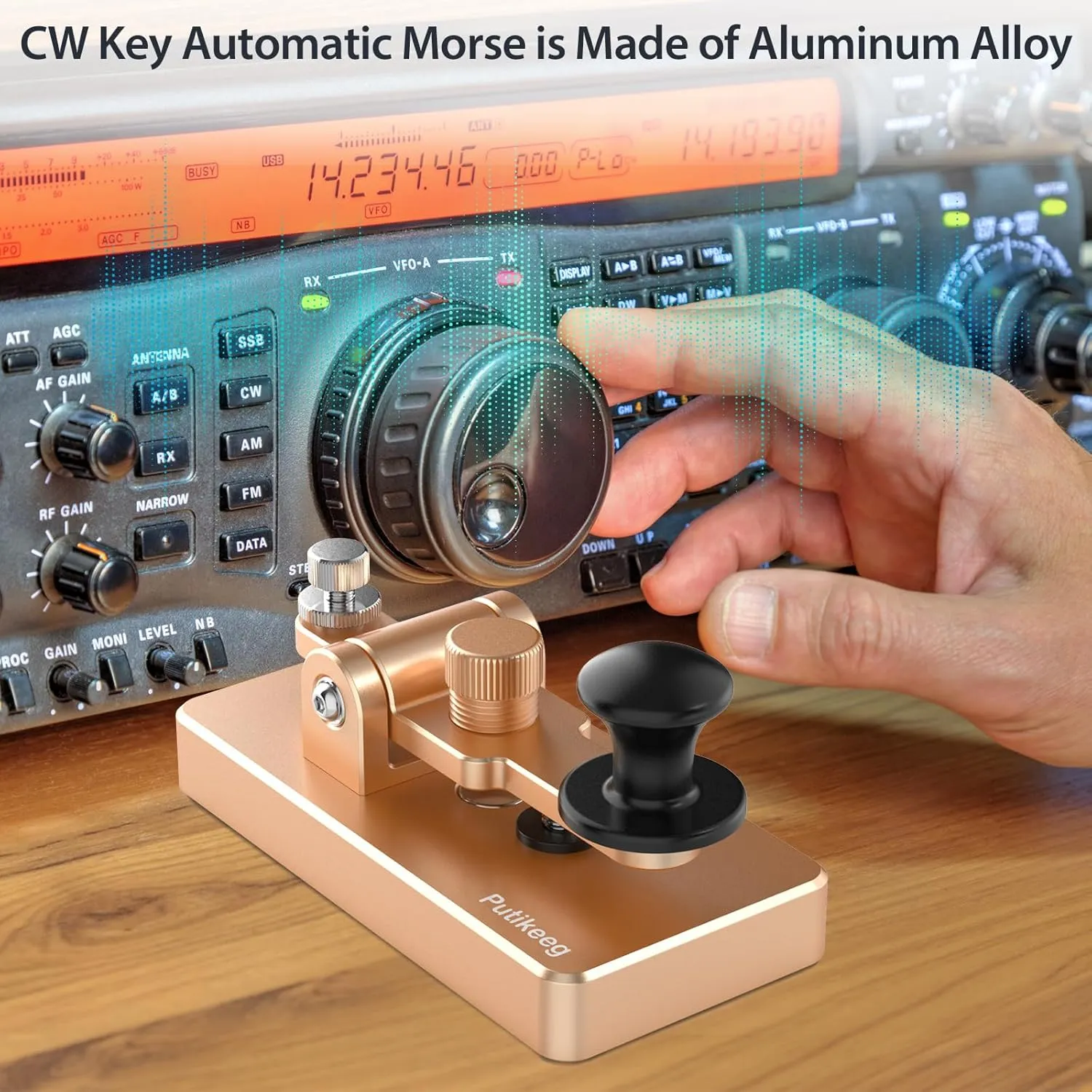Classical Morse Mini Code Key Morse Code Paddle Key Aluminum Alloy Mini-Key Morse CW Portable Key Morse Practice Key Gold