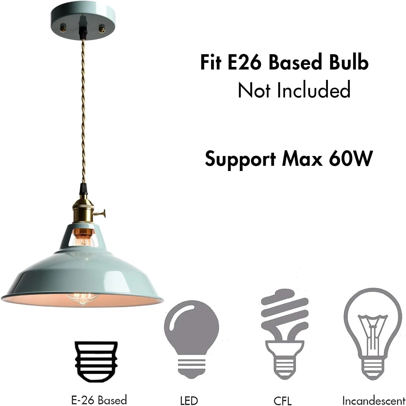 CLAXY Modern Pendant Light Sea Blue Barn Shade Hanging Lights Over Kitchen Island Adjustable Height Pendant with Switch for Bar Loft Bedroom Dining Restaurant